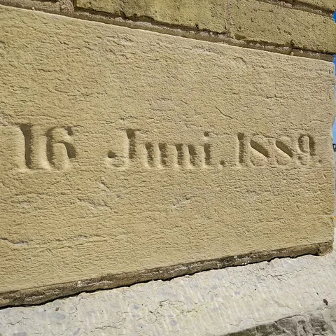 Carved date in the church foundation stone